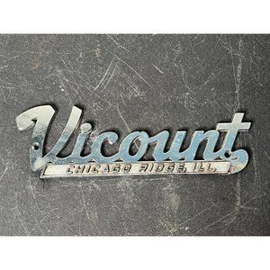 Vintage boat builder dealer badge trim 1950s Vicount Cruisers Fishing Chicago IL